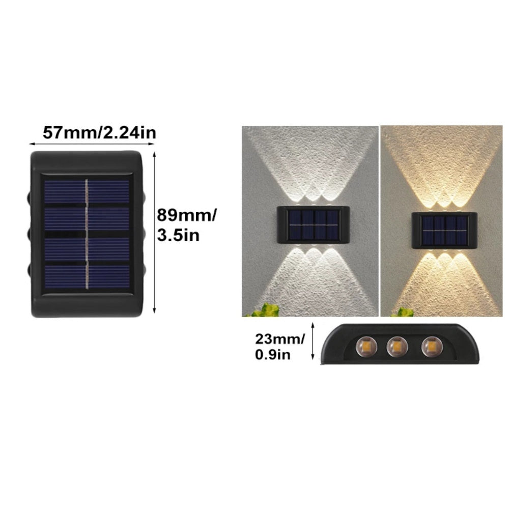 INTELIVE 4pcs Outdoor Solar Wall Light, Wireless Solar LED Wall Light Up and Down Garden Lamp for Garden Patio Hallway Stairs