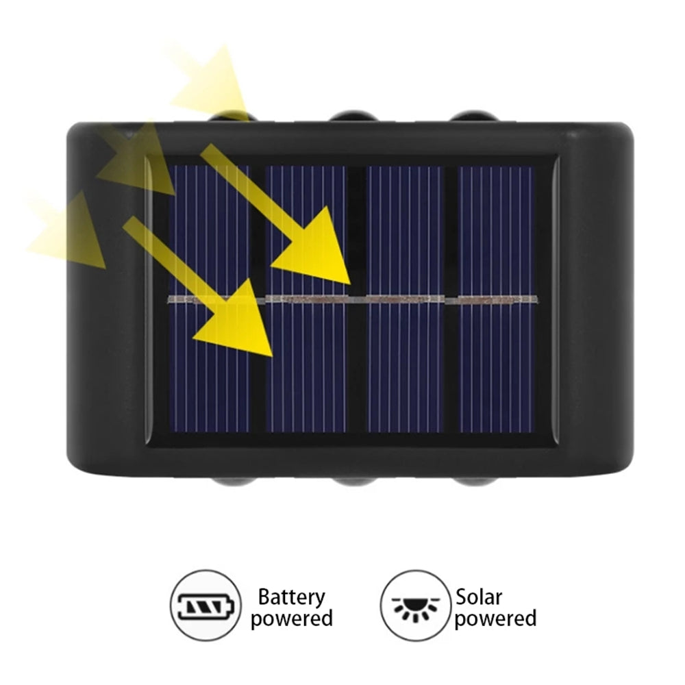 INTELIVE 4pcs Outdoor Solar Wall Light, Wireless Solar LED Wall Light Up and Down Garden Lamp for Garden Patio Hallway Stairs