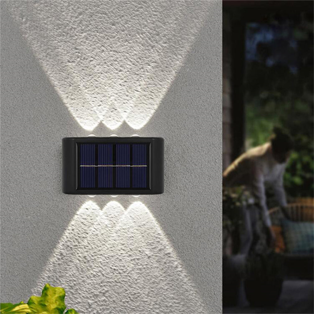 INTELIVE 4pcs Outdoor Solar Wall Light, Wireless Solar LED Wall Light Up and Down Garden Lamp for Garden Patio Hallway Stairs