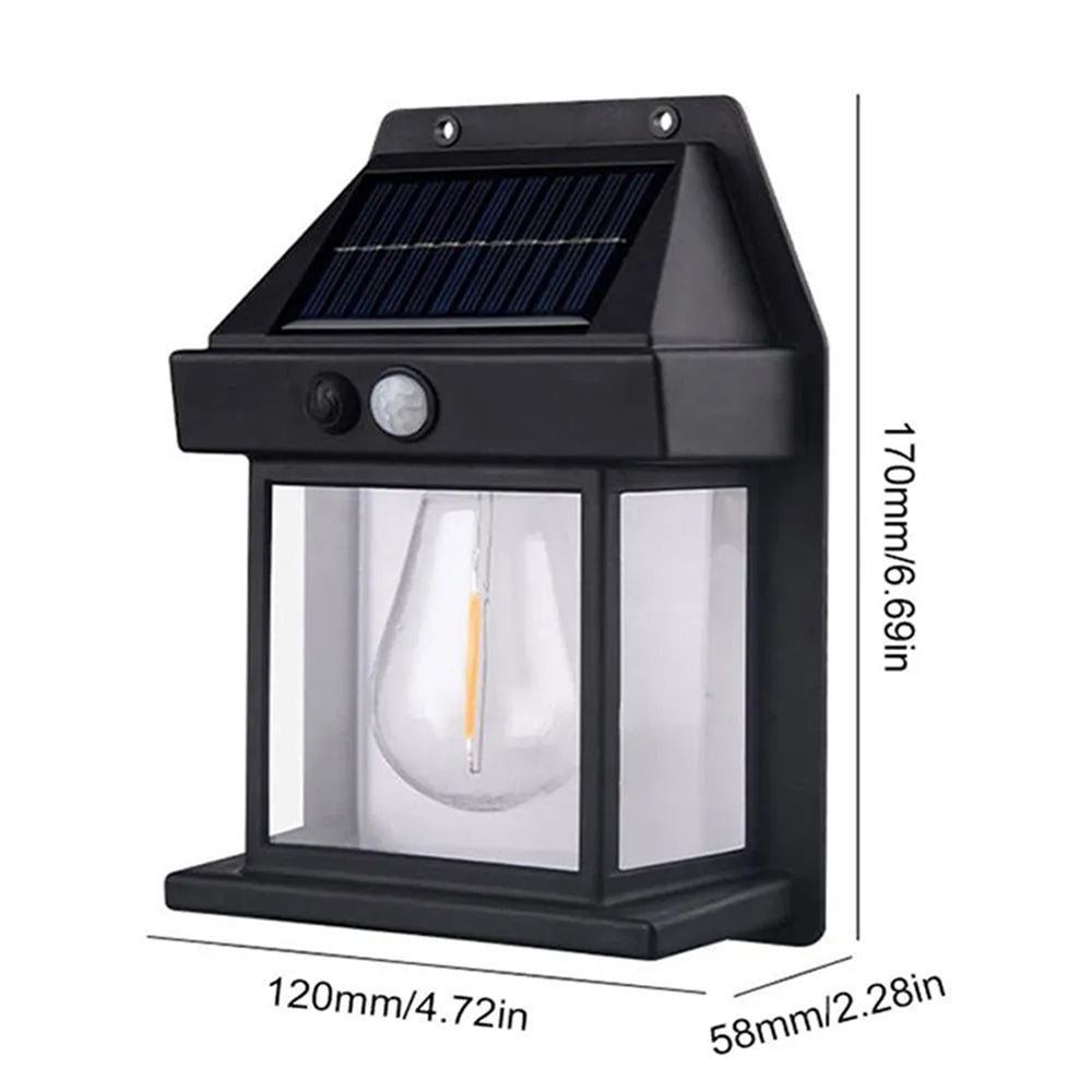 INTELIVE 2pcs Outdoor Solar Tungsten Wall Light Solar Warm Light 1800mAh Wireless Tungsten Filament Wall Lamp