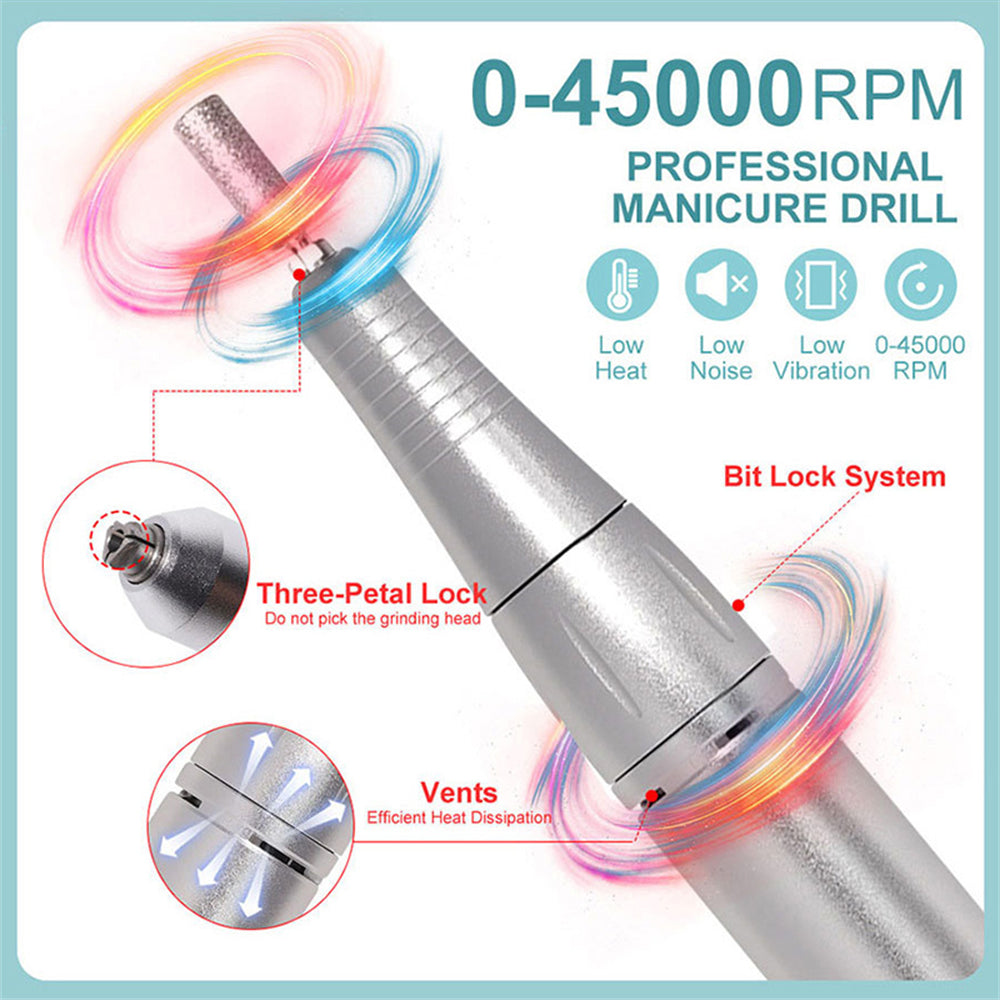 INTELIVE 45000PRM Portable Electric Nail Drill Kit, Electric Nail Drill Machine with Bits and Sanding Bands for Beginners, Digital Display Rechargeable High Speed Nail Dril Set