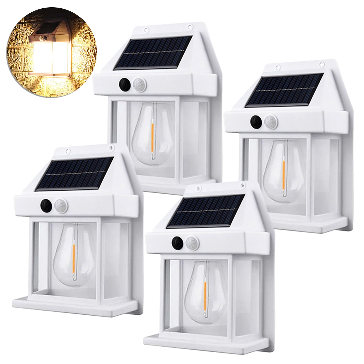 INTELIVE 2pcs Outdoor Solar Tungsten Wall Light Solar Warm Light 1800mAh Wireless Tungsten Filament Wall Lamp