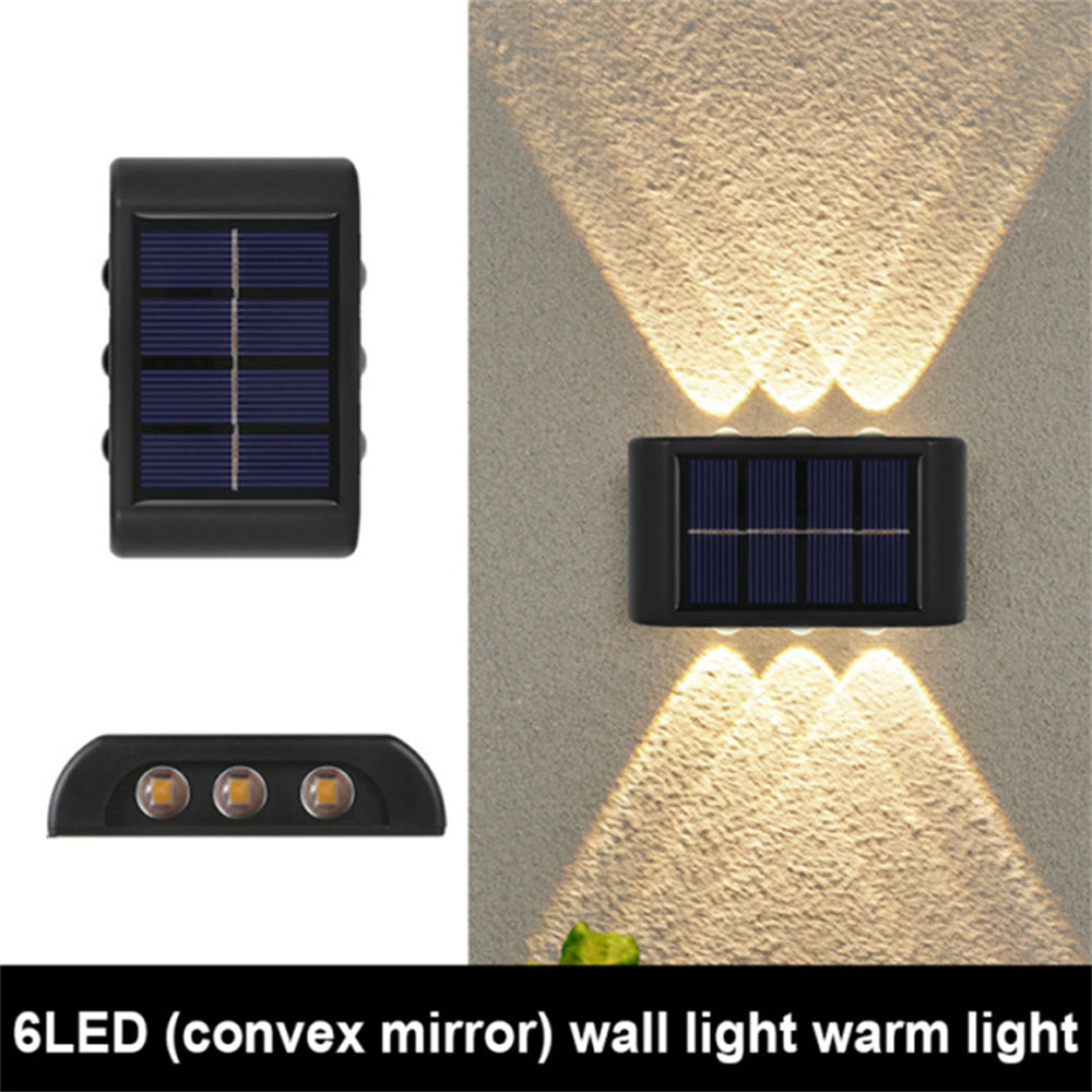 INTELIVE 4pcs Outdoor Solar Wall Light, Wireless Solar LED Wall Light Up and Down Garden Lamp for Garden Patio Hallway Stairs
